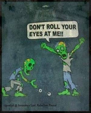 Cartoon Eye Rolling Porn - Even zombie parents have issues with children.