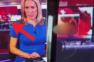 Hot Newscaster Porn - Anchor delivers the news while porn plays behind her