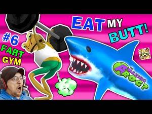 Amazing Frog Porn - EAT MY BUTT SHARK AMAZING FROG FART GYM Inflatable Bouncy Castle Sky Fun  FGTEEV Part 6