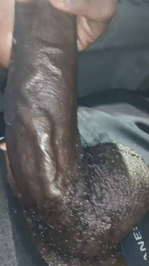 interracial cock stroking - Jerking My Big Black Cock In Public With Oil watch online