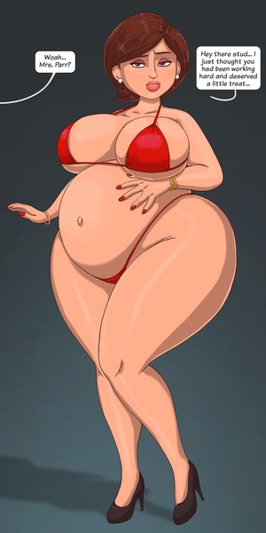 Incredibles Pregnant Porn - Rule 34 - 1boy 1girls big belly bikini bikini bottom bikini top brown hair  character off screen disney helen parr milf pixar pregnant red bikini  saturnxart seductive look the incredibles thunder thighs