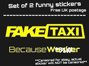 Funny Car Porn - Image is loading SET-OF-2x-LARGE-FAKE-TAXI-Stickers-Funny-