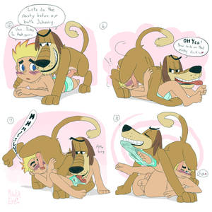 cartoon porn johnny test naked - 69 ?! anthro blue_eyes blush briefs canine cartoon_mischief comic dukey  english_text feral gay heart human