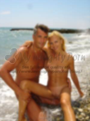 fat shaved mom - Nude parents on a beach showing mom's huge shaved pussy and small tits and  dad's big long semi-hard dick