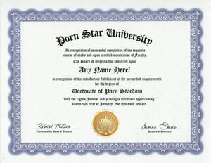 Funny Porn Certificates - Amazon.com: Porn Star Degree: Custom Gag Diploma Doctorate Certificate ( Funny Customized Joke Gift - Novelty Item) : Toys & Games