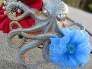 Barbie Tentacle Porn - Octopus Garden Sea Nautical Fantasy Fabric Flowers antique Black filigree  headband Glitter