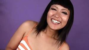 japanese ride pov - Japanese babe riding long black dong on couch