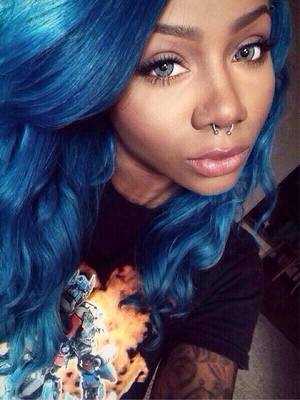 blue hair ebony porn - 