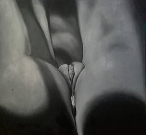 differnt between black and white pussy - Realistic Nude Painting Vagina Art on Canvas Large Gray Erotic - Etsy