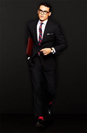 Black Suit Porn - Chic Geek, Black Suit and Red socks, Men's Spring Summer Fashion.