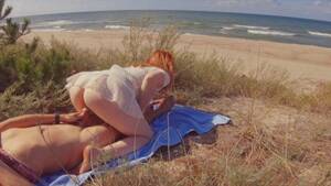 creampie on beach - INTERRUPTED SEX on PUBLIC BEACH | Risky Outdoor Creampie Hairy Ginger Pussy  Porn Videos - Tube8