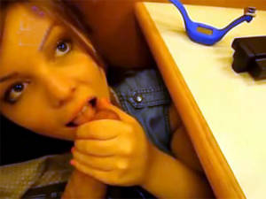 giving blowjob at work - Coworker gives blowjob under work desk