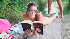 caught sunbathing - She's caught sunbathing naked and ends up stuffed with cock - Porn300.com