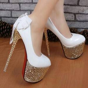 high heel shoes - Extreme shoes - white porn high heels with glitter