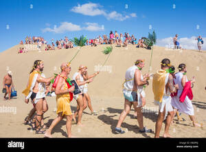 maspalomas nude beach xxx - Start of German carnival season celebrations on Gay nudist beach at  Maspalomas, Gran Canaria, Canary Islands, Spain Stock Photo - Alamy