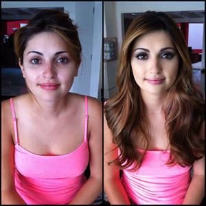 Before She Was A Porn Star - Natasha Malkova, porn actress, before and after makeup comparison photo.
