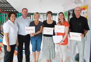 Family Fun Happy Days Porn - (L to R) Kindergarten manager Porn, Thomas Serbe from Dow Chemicals, Gillian