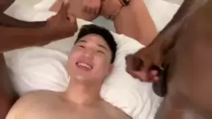 asian two black guys - Asian dude is dicked down by two hung black guys | xHamster