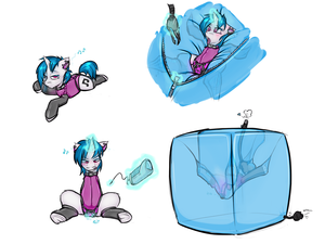 mlp latex bdsm - 1385095 - explicit, artist:krd, dj pon-3, vinyl scratch, pony, unicorn, g4,  bdsm, blushing, bondage, bound, breathing, breathing mask, breathing tube,  chastity, chastity belt, clothes, collar, ear plugs, encasement, female,  fetish, frog (hoof),