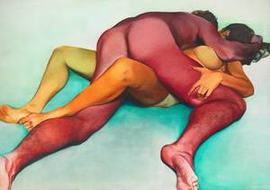 erotic oil paint - Joan Semmel, Hold, 1972, oil on canvas, 72 x 108 inches, Alexander Gray  Associates