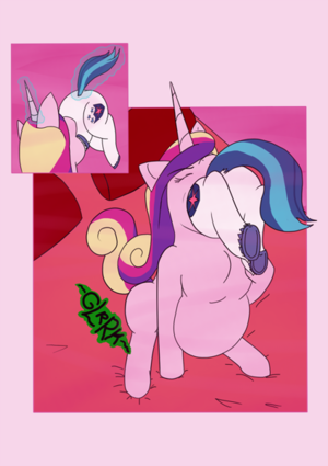 Mlp Throat Bulge - 9753 - suggestive, artist:teabucket, princess cadence (mlp), shining armor ( mlp), alicorn, equine, fictional species, mammal, pony, unicorn, feral,  comic:tummy love potion, friendship is magic, hasbro, my little pony,  belly, comic, duo, female,