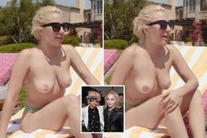lady bee naked beach - Lady Gaga goes topless while sunbathing as she reignites bitter feud with  Madonna in her new Netflix documentary Gaga: Five Foot Two
