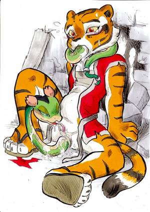 Anthro Tigress Porn - e621 abdominal_bulge all_the_way_through anal anal_penetration anthro  blue_eyes blush brick claws clothed clothing cunnilingus daigaijin  daigaijin_(