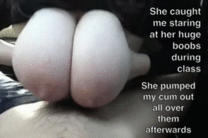 monster tits captions - Huge Tits Fucking After Class Caption Gif