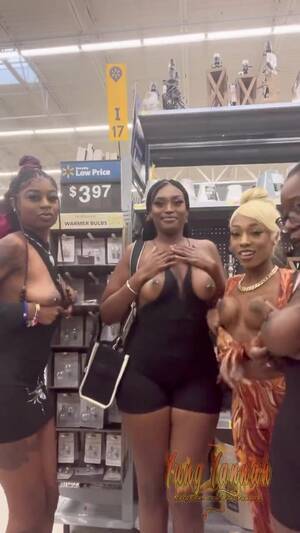 black girl group cum tumblr - Group of ebonies get caught flashing tits n Wal-Mart - ThisVid.com