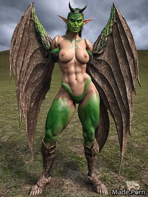 Horned Demon 3d Porn - Porn image of thick thighs 50 demon horns 3d standing green dragon scales  created by AI