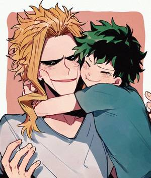Hugging Daddy Anime Porn - All Might and Izuku. I really like the portrayal of their relationship in  MHA.
