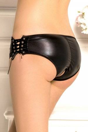 leather crotchless panty sex - Leather Open Crotch Strappy Black Panty