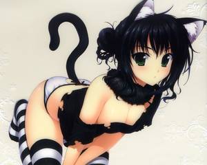 Anime Cat Ears Porn - all fours alpha (yukai na nakamatachi) animal ears ass ass cutout bare  shoulders bent over black hair blush braid breasts cat ears cat tail  cleavage female ...