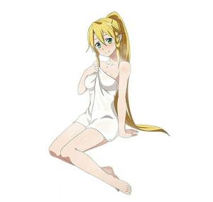 Asuna Sword Art Online Sugu - ... green eyes highres leafa long hair looking at viewer naked towel  official art ponytail simple background sitting smile solo steam sword art  online sword ...