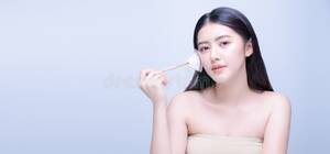 asian beautiful face nude - Asian Woman Beauty Shot with Half Naked Isolated on Blue Background with  Clean Fresh Skin Stock Image - Image of healthy, elegance: 202600091