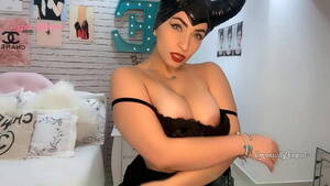 Maleficent Lesbian Strapon Porn - Maleficent cosplayer sexy perfect butt brunette in tight black latex dress  dirty talking in JOI style, while teasing with her big butt and suckinh her  toy, asking for some milk in her