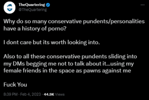 Brittney Smith Boobs Porn - TheQuartering is having another alcohol+pilled out EPIC TWITTER MELTDOWN.  Declaring war on Tim Pool and outing his producer over BDSM porn she made  20 years ago causing his followers to spam pornographic