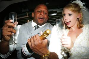 blonde wedding interracial - Blonde Eidyia tongues bbc & gets cum on tits in interracial wedding fuck -  SexyPic