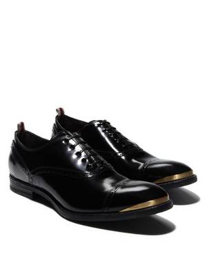 black dress shoes - Alexander McQueen Spazalatto Cap-toe Shoes are shoe porn for the male set. #