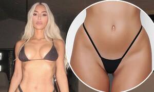 fat pussy kim kardashian - Kim Kardashian is called out for her 'one size fits all' micro thong |  Daily Mail Online