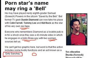 Dustin Diamond Dirty Sanchez Porn - But this morning, on my regular Google search for 'Saved By The Bell + Porn',  I found this.