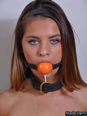 cum in mouth gag - Porn image of open mouth bukkake indian ball gag cum in mouth tanned skin  white created by AI