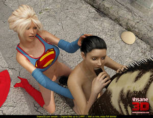 3d Supergirl Porn - Blonde Supergirl and her brunette ponytailed friend getting pounded badly  by a hairy alien with iron hair and tusks - CartoonTube.XXX