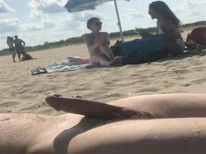free beach cum - Perv cums hands free at the beach in front of two women