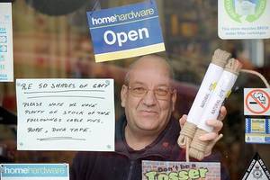 Cable Tie - Rob Howarth Gary Smith owner of Fisher Home Hardware in Saxmundham, Suffolk  who has had