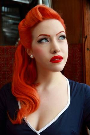 Bright Red Hair - boundunbound: â€œ pinuppost: â€œ Model: Loulou Doll Photographer: David Mardell  Photography Mua and Hair: Loulou doll â€ fuck orange hair i need it.