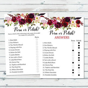 Black Porn Stars With Nail Polish - Floral Bridal Shower Nail Polish Game, Porn Or Polish, Floral Bachelorette  Party Game, Polish Name Game, Bridal Shower Printable