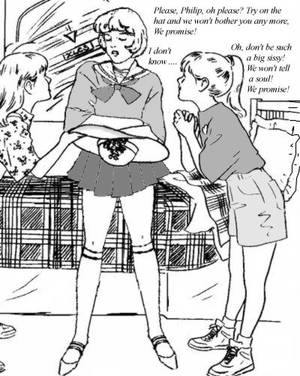 dominant tranny cartoon captions - after catching me doing a very nasty thing the girls took advantage of me