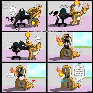 cartoon sex boob vore - e621 <3 anal anal_penetration anal_vore anus black_hair blush chair  charmeleon clothed clothing comic dialogue dragon