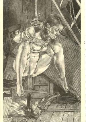 japanese drawn porn - The rope suspension in the hand drawn BDSM porn is awfully sexy.